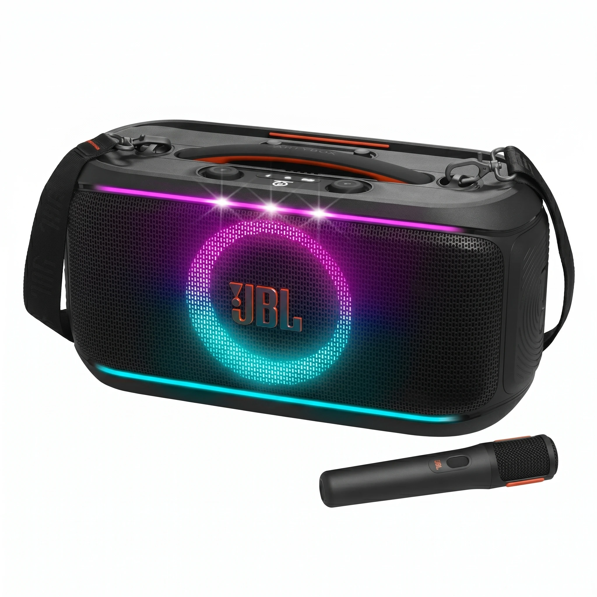 Caixa de som JBL PartyBox On-The-Go 2 Preta com Microfone