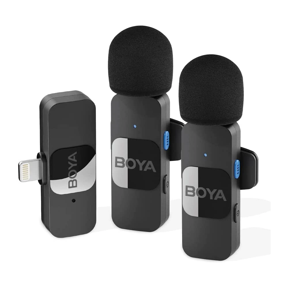 Microfone de Lapela Sem Fio Boya By-v2 para iOS Conexão 2,4Ghz Preto